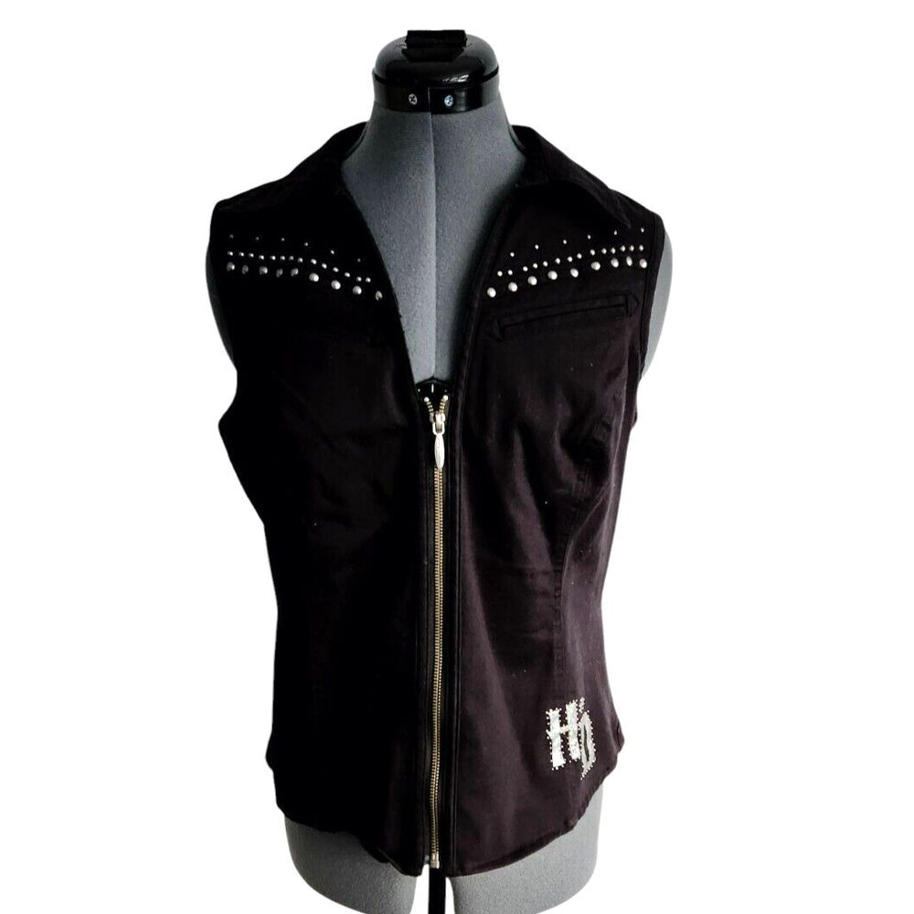 Harley Davidson Studded Jean Vest Jacket Size‎ L